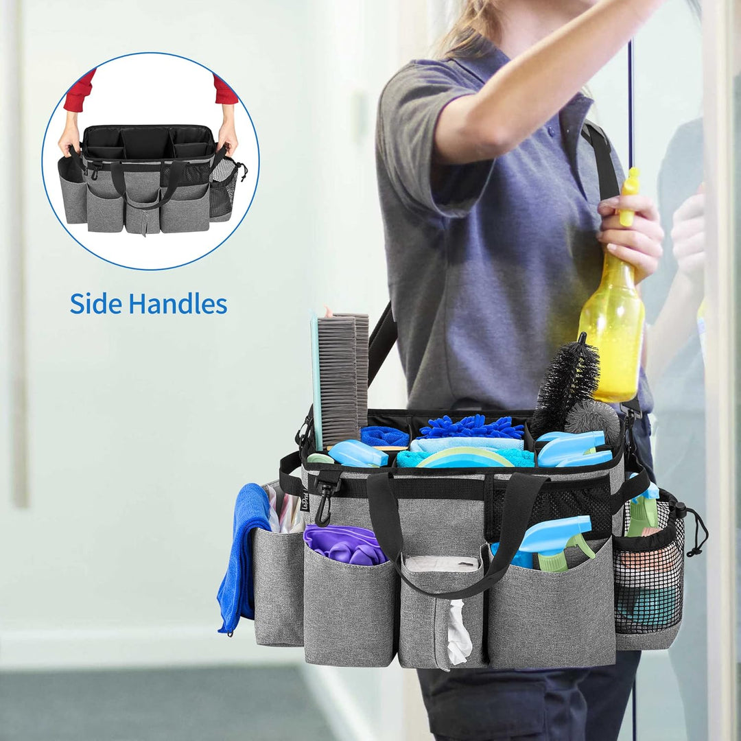 LoDrid Tote Reinigungstasche mit 4 Faltbaren Trennwänden, Tragbarer Reinigungsmittel Organizer mit S