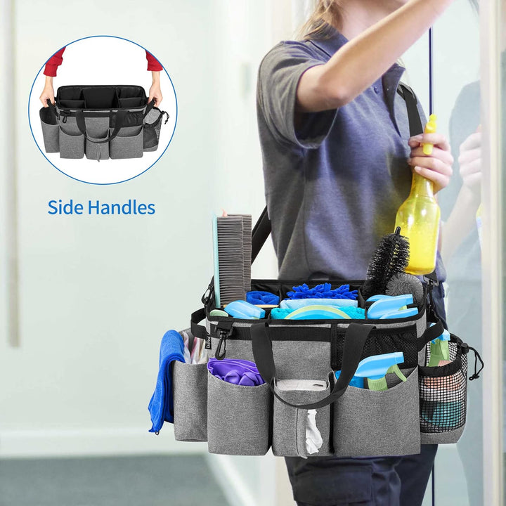 LoDrid Tote Reinigungstasche mit 4 Faltbaren Trennwänden, Tragbarer Reinigungsmittel Organizer mit S