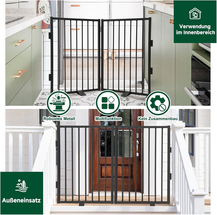 Snagle Paw Vollmetall Freistehend Absperrgitter, Indoor Hundegitter mit Bodenschonenden Stützfüssen,
