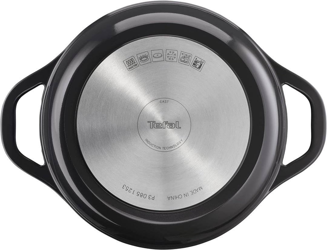 Tefal E2554604 Auflaufform, rund, antihaftbeschichtet, Aluminiumguss (leichter als Gusseisen) mit De