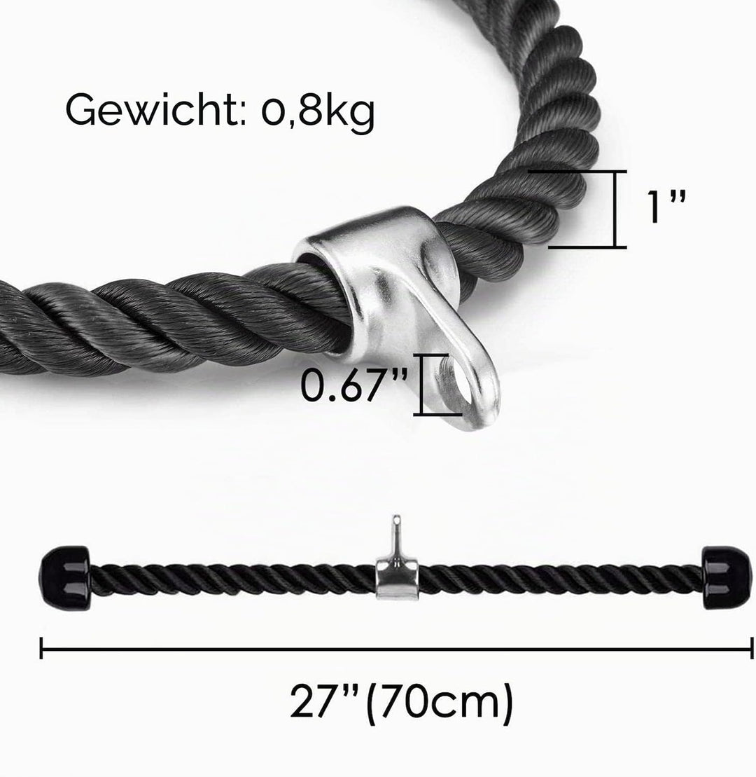 LAPONO Nylon Trizepsseil, Kraftstation Trizeps Seil Pull Down Gedrehtes Seil Trizepstau zum Herunter