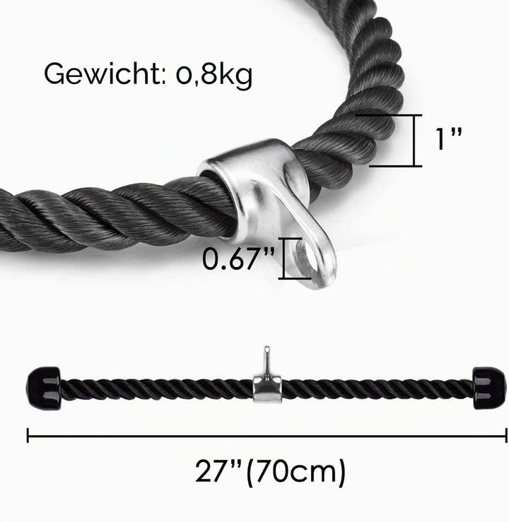 LAPONO Nylon Trizepsseil, Kraftstation Trizeps Seil Pull Down Gedrehtes Seil Trizepstau zum Herunter