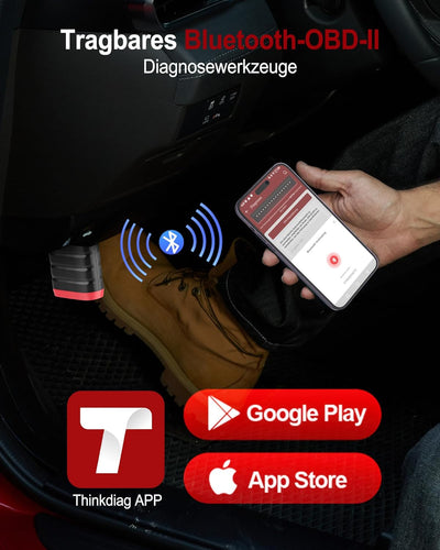 OBD2 Bluetooth Adapter für iOS & Android, ThinkDiag Mini OBD2 Diagnosegerät Mit Alle Systemdiagnosen
