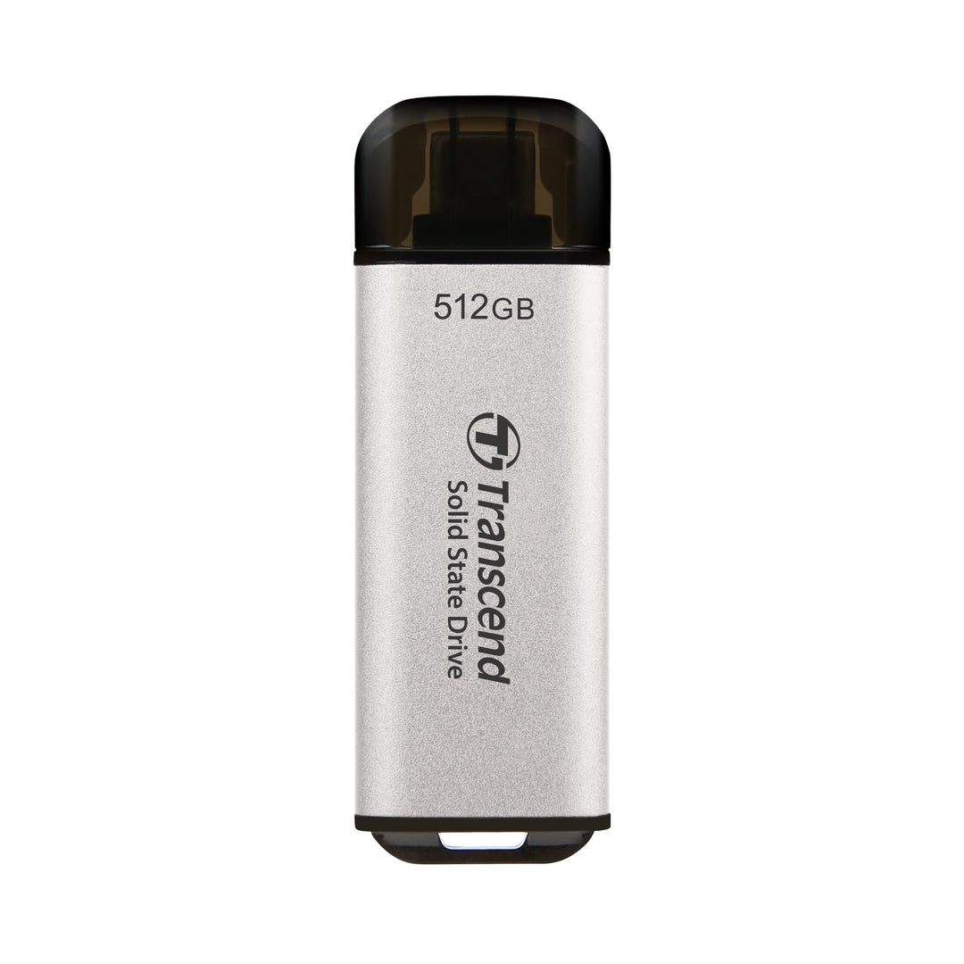 Transcend Portable SSD ESD300S 512GB USB Typ-C 10 Gbit/s PS4/PS5-kompatibel, Silber – TS512GESD300S