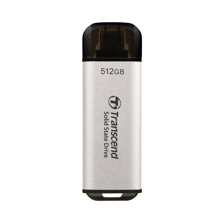 Transcend Portable SSD ESD300S 512GB USB Typ-C 10 Gbit/s PS4/PS5-kompatibel, Silber – TS512GESD300S
