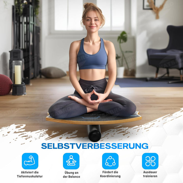 Balance Board Echtholz丨Rutschfest Gleichgewichtstrainer für Einsteiger und Profis丨Surf Balance Board
