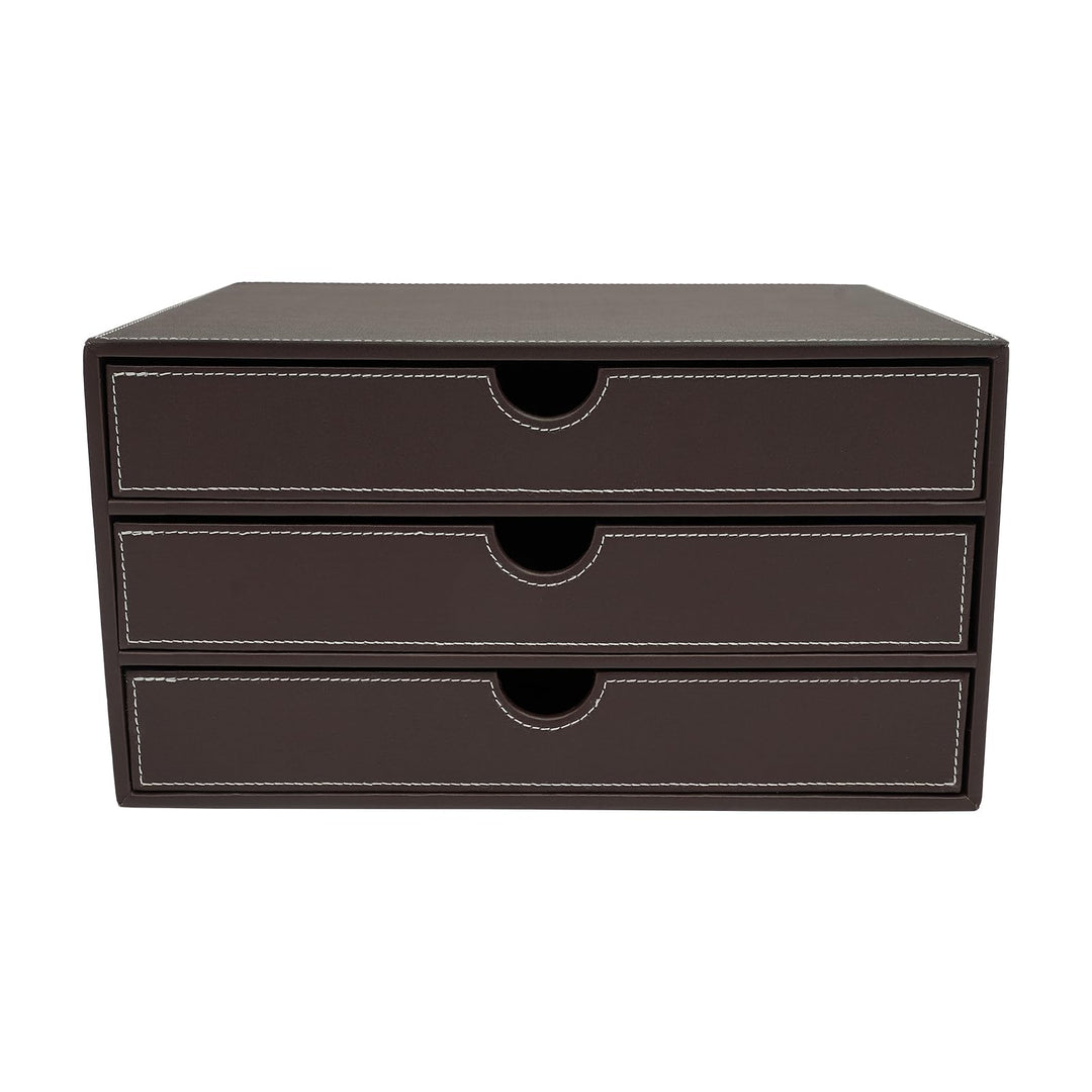 Schreibtisch Schubladenbox,3 Tier Aktenordner Pu-Leder,File Storage Organizer FüR BüRos Arbeitszimme