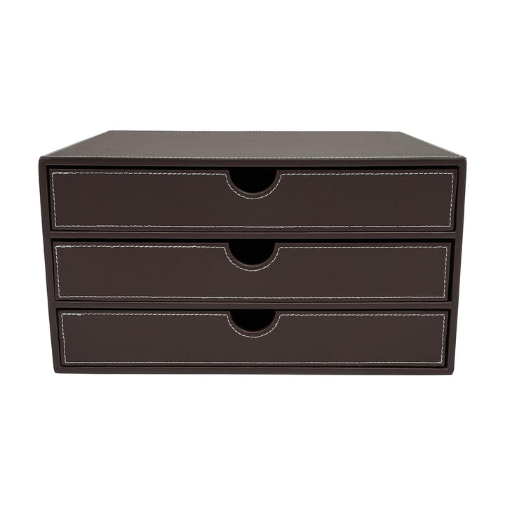 Schreibtisch Schubladenbox,3 Tier Aktenordner Pu-Leder,File Storage Organizer FüR BüRos Arbeitszimme
