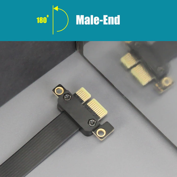 GLOTRENDS 300mm PCIe 3.0 X1 Riser Kabel (Dual Straight Angle) für PCIe WiFi Karte, M.2 PCIe Karte, F