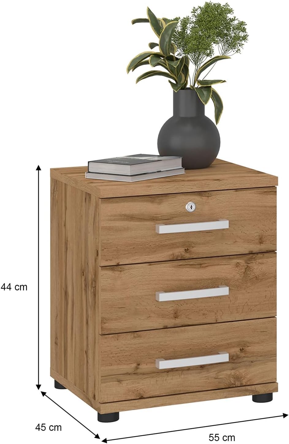 CARO-Möbel Bürocontainer Schreibtischcontainer Büroschrank Toronto, Wildeiche, abschliessbar mit 3 S