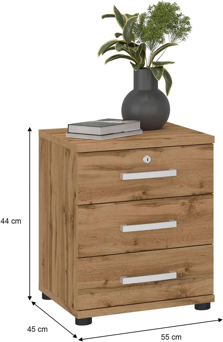 CARO-Möbel Bürocontainer Schreibtischcontainer Büroschrank Toronto, Wildeiche, abschliessbar mit 3 S