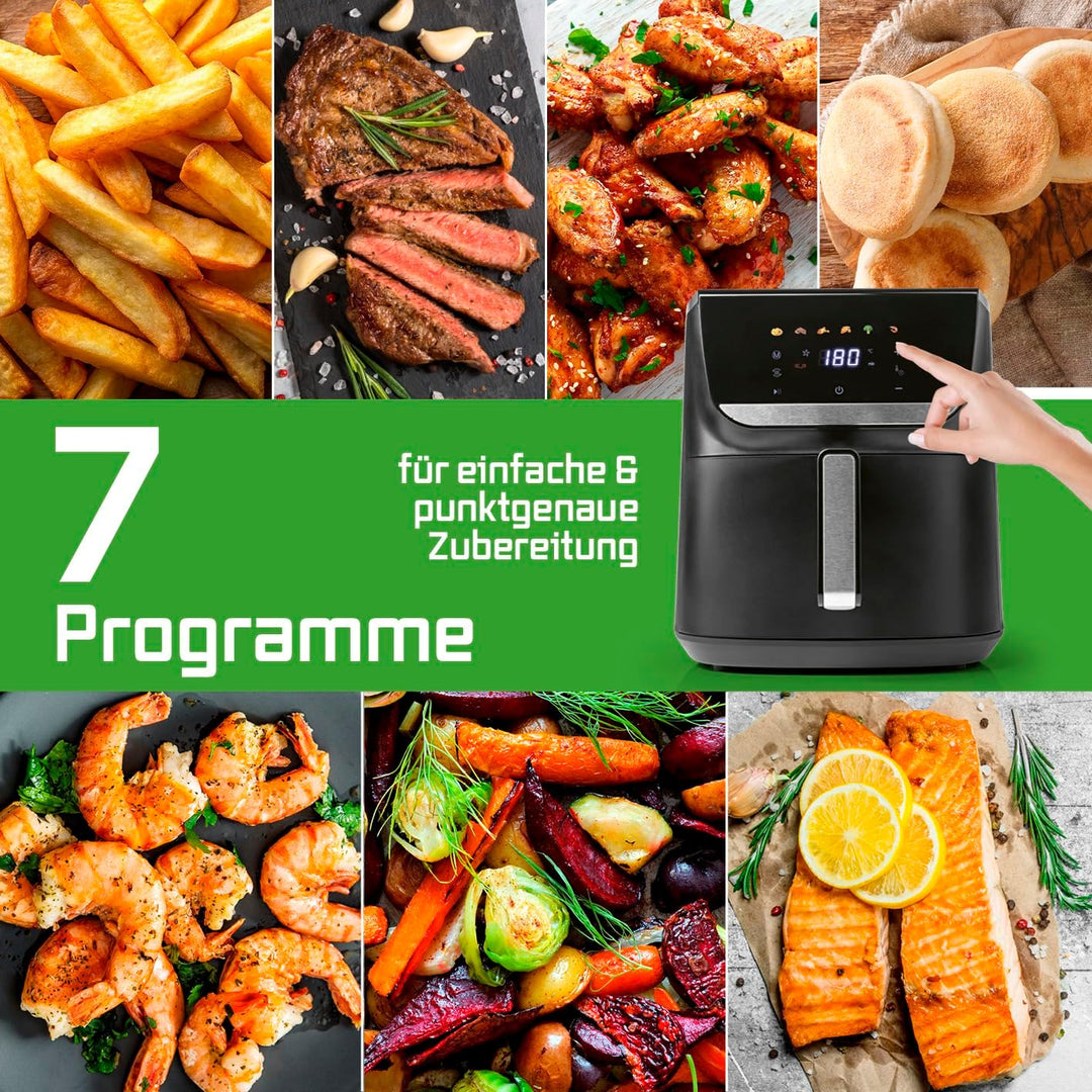 GOURMETmaxx AirGenius Heissluftfritteuse - 7,5 L Airfryer | Fritteuse mit &amp; 7 Programmen | Minibacko