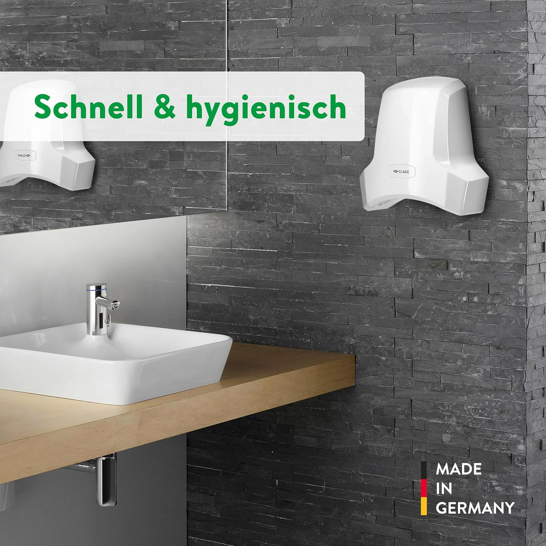 CLAGE WHT Warmlufthändetrockner – Hygienischer & energieeffizienter Händetrockner mit Warmluft – Lei