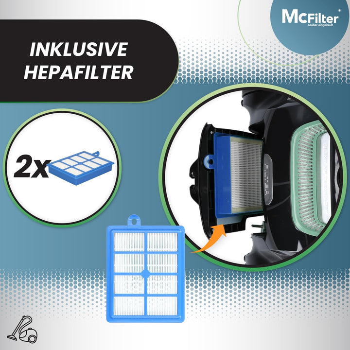 McFilter I 20 Staubsaugerbeutel + 2 Hepa Filter geeignet für AEG VX9-2-ÖKO Staubsauger, 5-lagiger Be