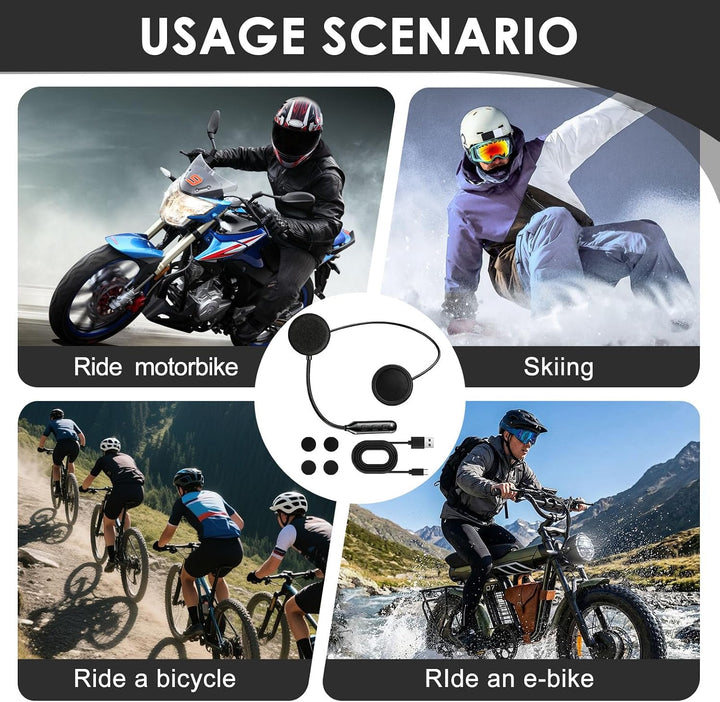 Bluetooth-Headset für Motorradhelm, Bluetooth-Kopfhörer mit 16 Std