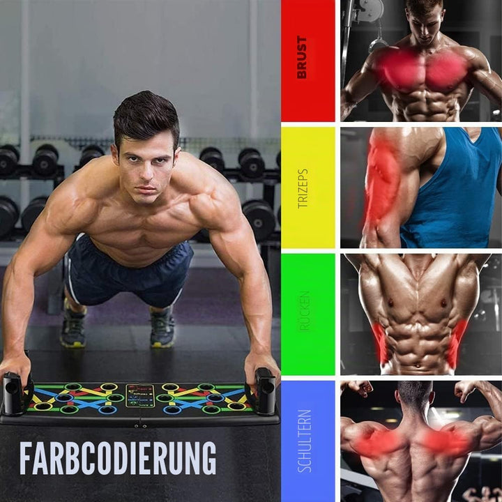 Trainingsset mit Bauchroller, Springseil, Flexionstange, Elastisches Widerstandsseil mit Pedalen und
