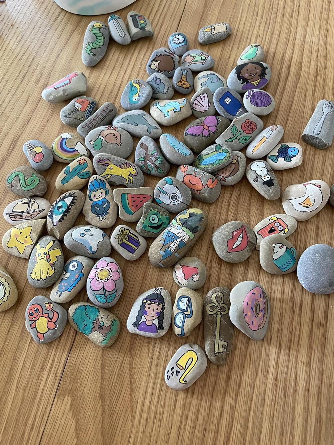 Erzählsteine, Geschichtensteine, Story Stones nach Montessori, Geschichtensäckchen (8) handbemalt, 8