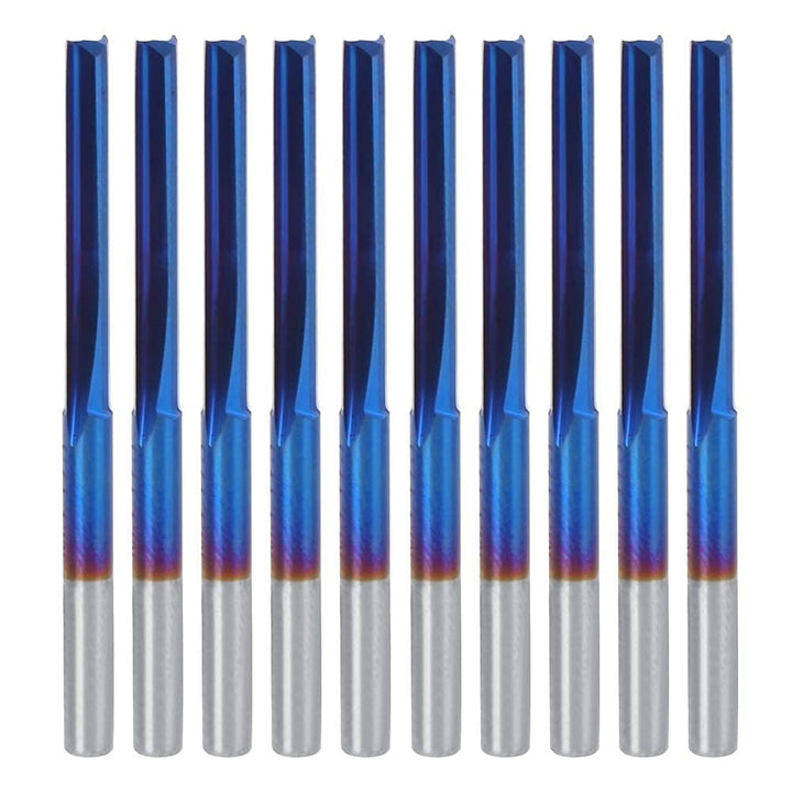 10Pcs 3.175mm CNC Fräser Hartmetall 2-Flöten Gerade Nano Blue Coating Schaftfräser, Grifffräswerkzeu
