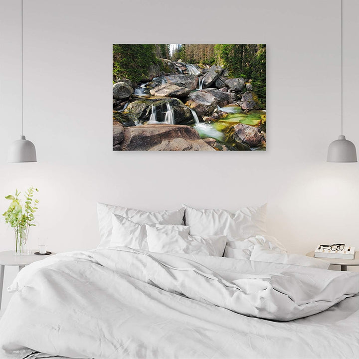 Wanddeko Bach Kunst modern Bilder Natur Braun 100x70 cm