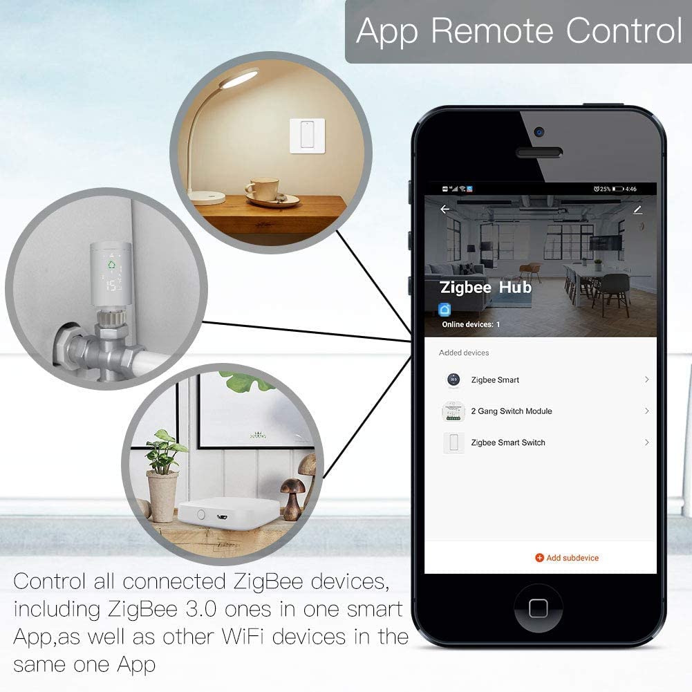 MOES Tuya Smart ZigBee Gateway- Wireless ZigBee Hub,Smart Life APP Fernbedienung für Tuya ZigBee Sma