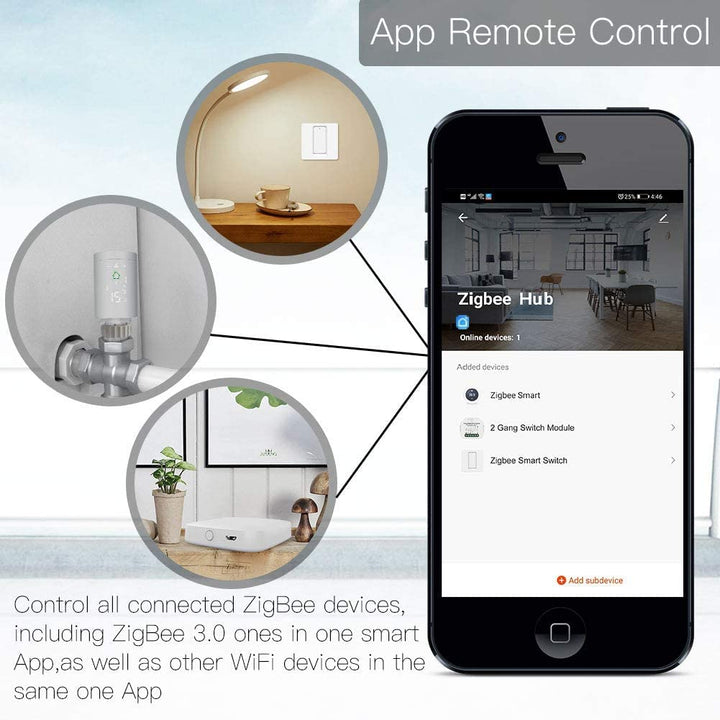 MOES Tuya Smart ZigBee Gateway- Wireless ZigBee Hub,Smart Life APP Fernbedienung für Tuya ZigBee Sma