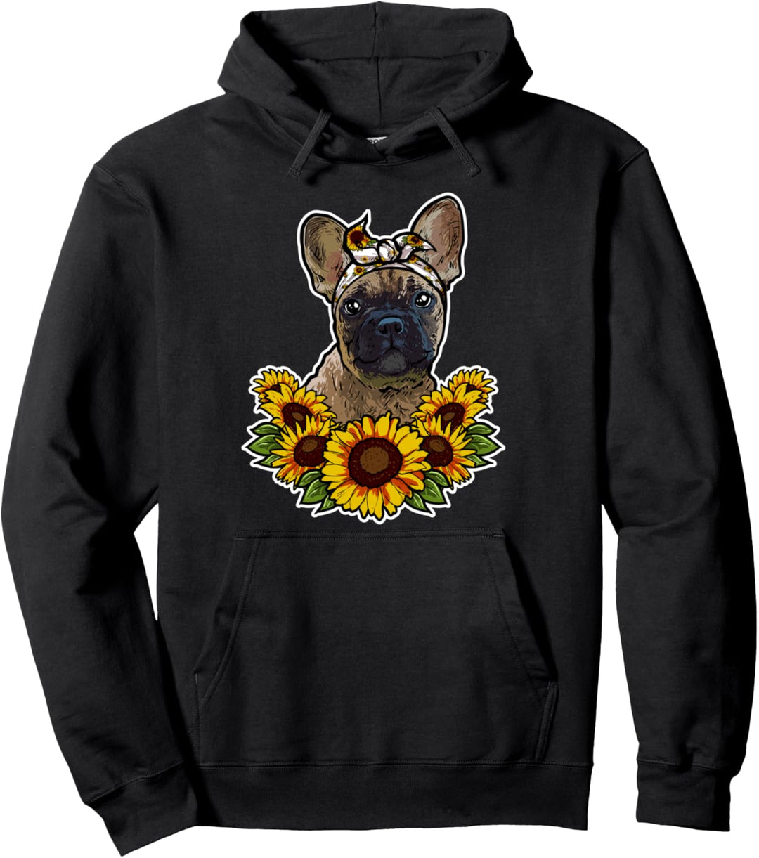 Franzoesische Bulldogge Sonnenblumen Frenchie Hunde Pullover Hoodie