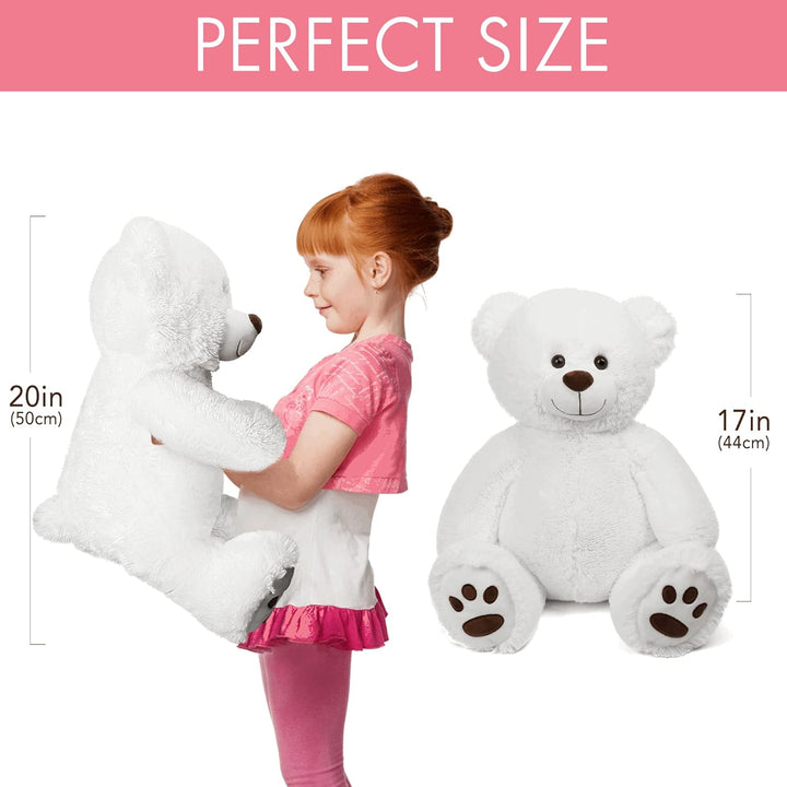 LotFancy Teddybär Kuscheltier 50cm, Plüschtier Stofftier Teddy, Süsses Geschenk für Kinder Mädchen F