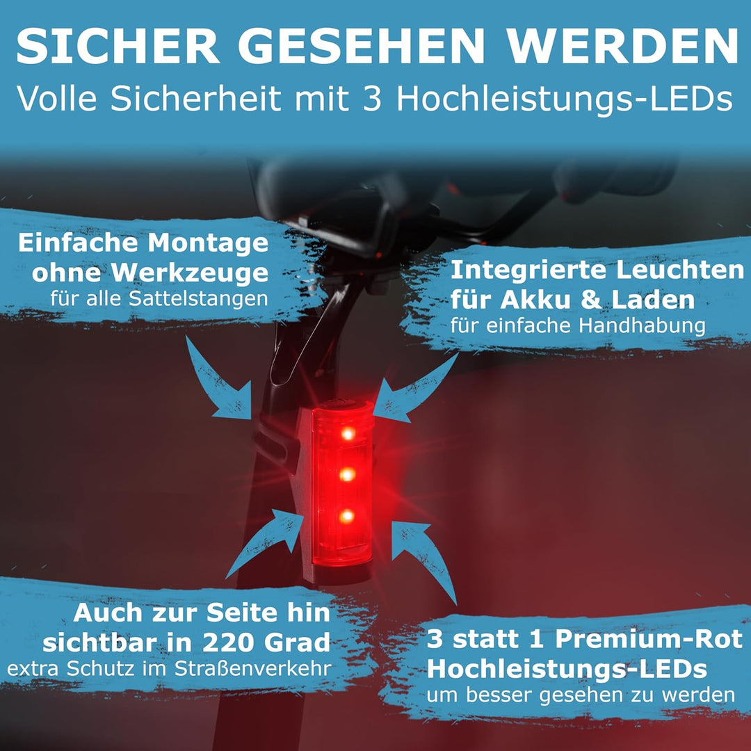WIDDER Fahrradlicht Set Vorne und Hinten [StVZO zugelassen, extrem hell 170 Lum] – Fahrrad Licht USB