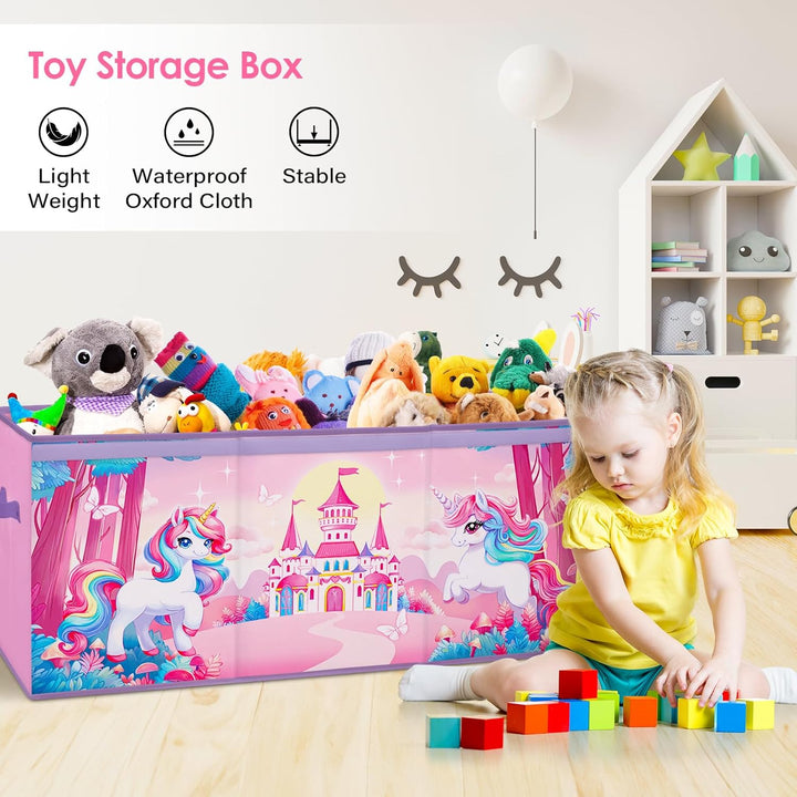 Extra Gross Aufbewahrungsbox mit Deckel Kinder, Zusammenklappbare Oxford-Spielzeugkiste mit Griff fü