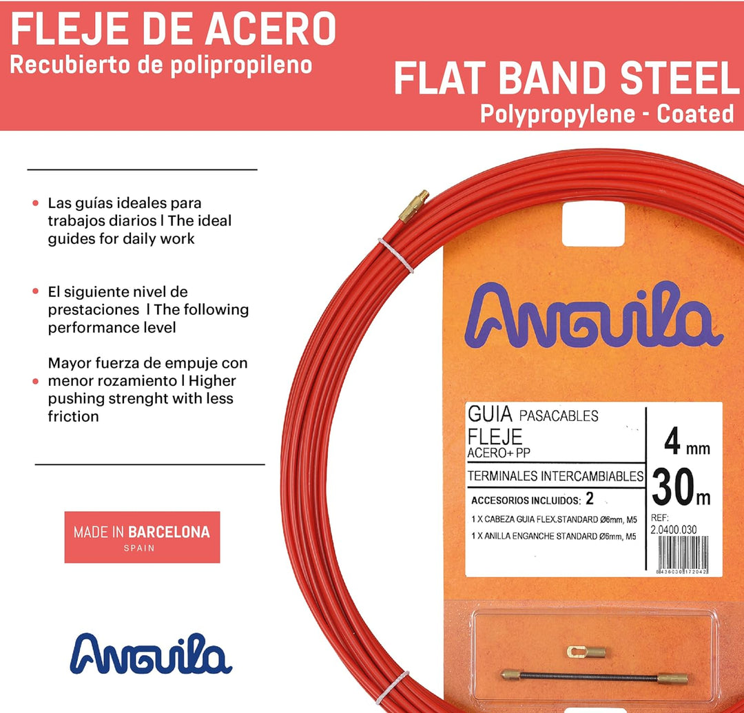Anguila | Kabeleinführung | Auswechselbare Klemmen | Stahl + Propylenband | Farbe Rot | Durchmesser