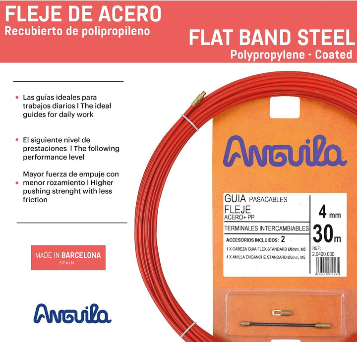 Anguila | Kabeleinführung | Auswechselbare Klemmen | Stahl + Propylenband | Farbe Rot | Durchmesser