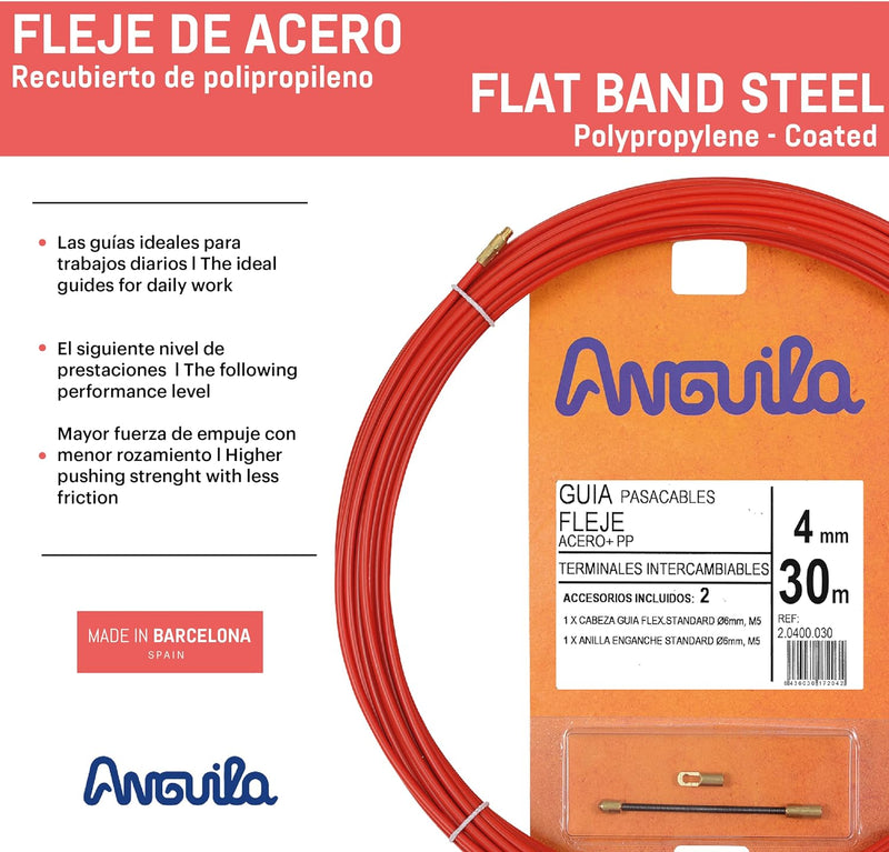 Anguila | Kabeleinführung | Auswechselbare Klemmen | Stahl + Propylenband | Farbe Rot | Durchmesser