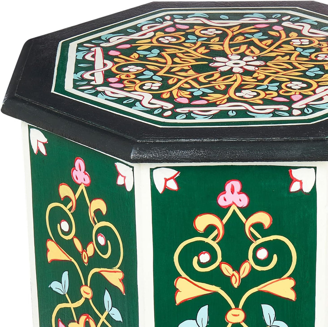 MARRAKESCH Beistelltisch Nachttisch aus Holz 50cm gross Tisch Hocker Gargar Grün als Orientalische D