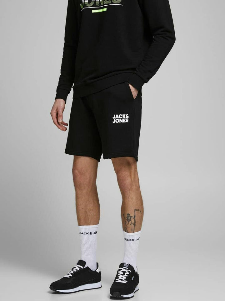 JACK &amp; JONES Herren Sweat Short JPSTNEWSOFT XS S M L XL XXL Blau Schwarz L Schwarz (Black), L Schwar
