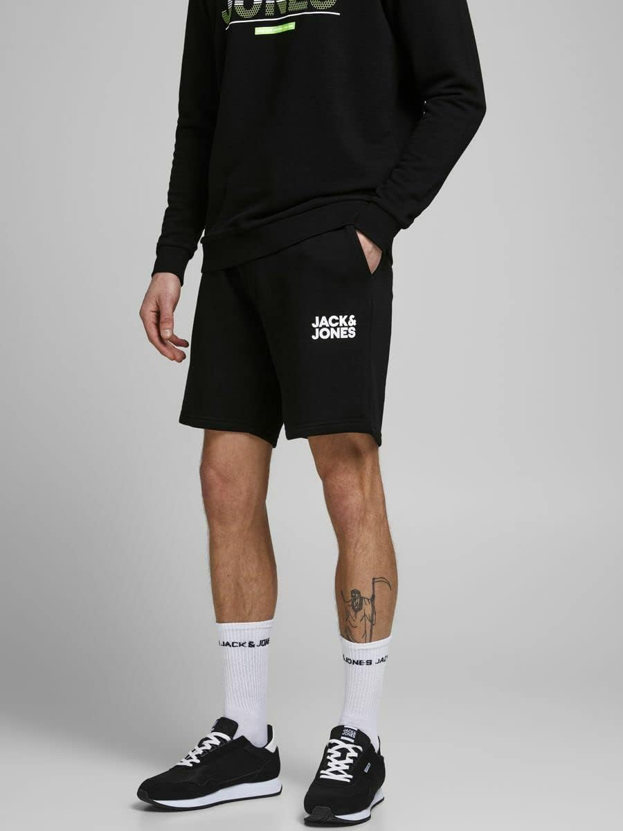 JACK &amp; JONES Herren Sweat Short JPSTNEWSOFT XS S M L XL XXL Blau Schwarz L Schwarz (Black), L Schwar