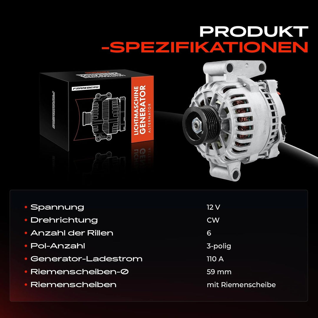 Frankberg Lichtmaschine Generator Kompatibel mit Maverick 3.0 V6 24V 2001-2005 Tribute EP 3.0 V6 24V