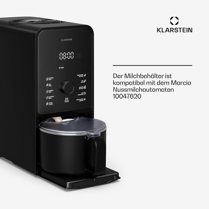 Klarstein Milchbehälter Edelstahl, 1.2L Spülmaschinenfest, Passend für Marcia Touch MilkNut Maker, H
