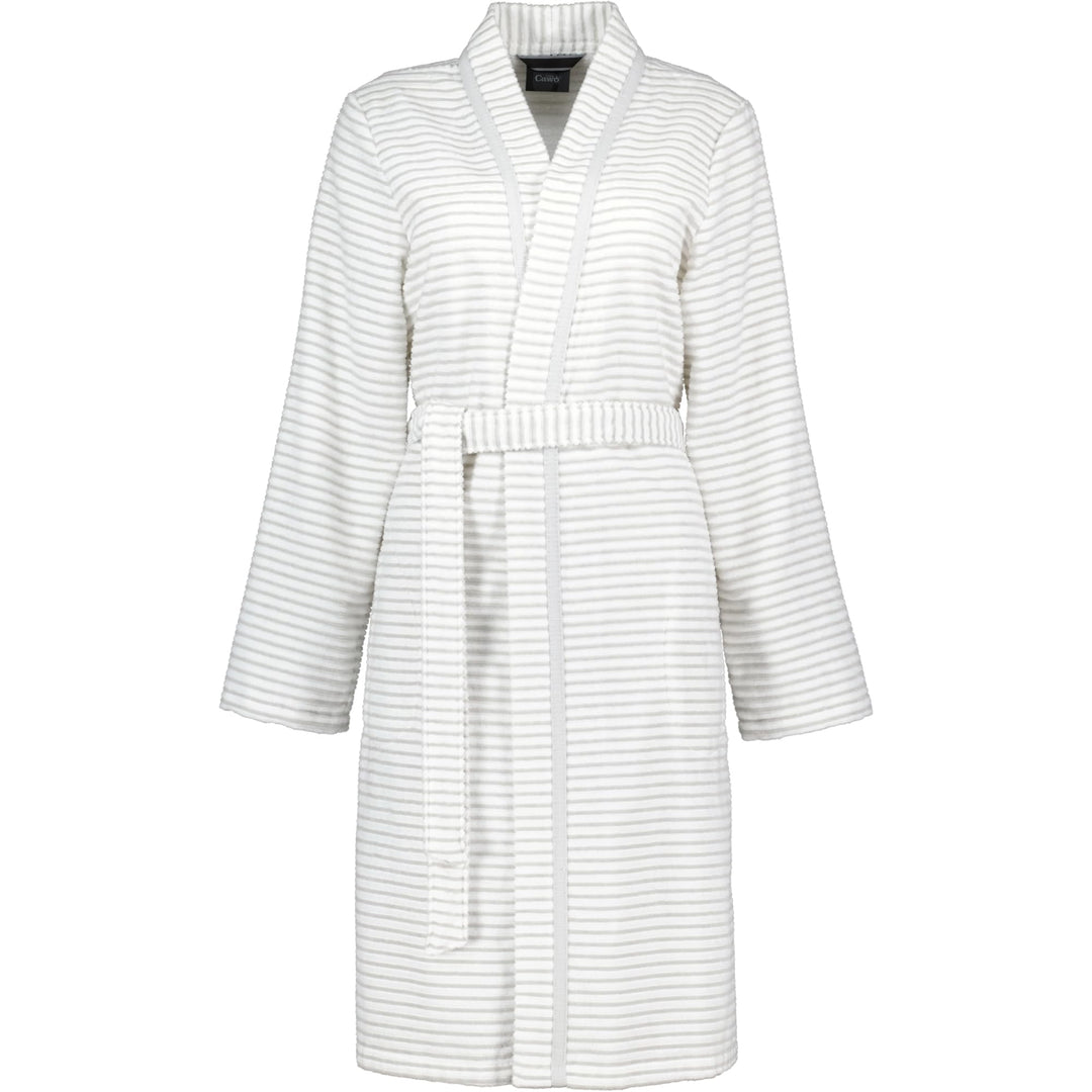 CAWÖ Home Bademäntel Damen Kimono Struktur 1214 weiss-silber - 76 L