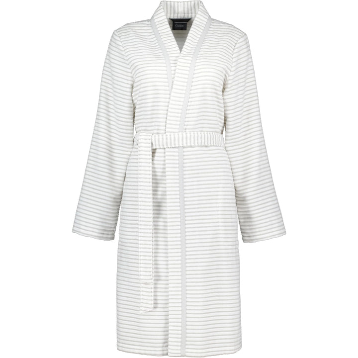 CAWÖ Home Bademäntel Damen Kimono Struktur 1214 weiss-silber - 76 L