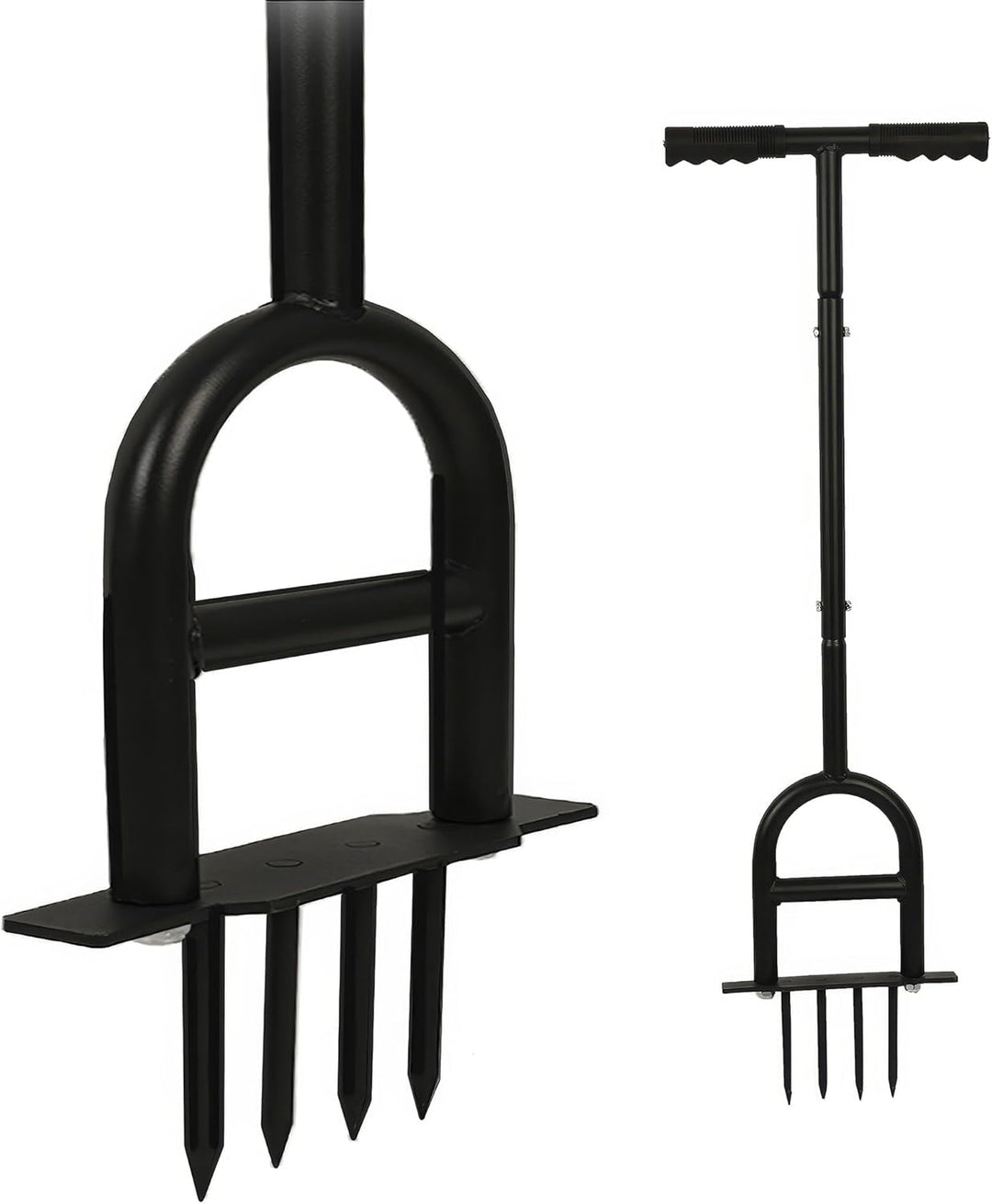 BOUDECH Aeroforge – Manueller Rasenlüfter 3 in 1 mit 4 Spitzen, Halbmond-Schaufel zum Einfassen und