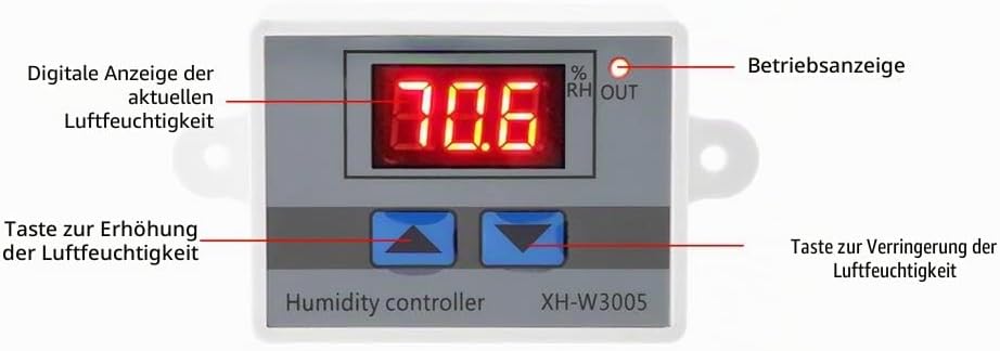 XH-W3005 Digitaler Feuchtigkeitsregler Hochgenauer Feuchtigkeitssensor Hygrometer 12V/24V/220V(12V),