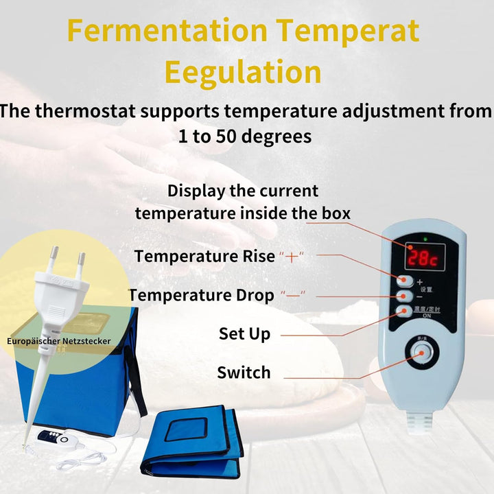 Cloud Fire Faltbare Teiggärbox, Temperatureinstellung Gärbox mit Deckel, Abnehmbarer Multifunktions