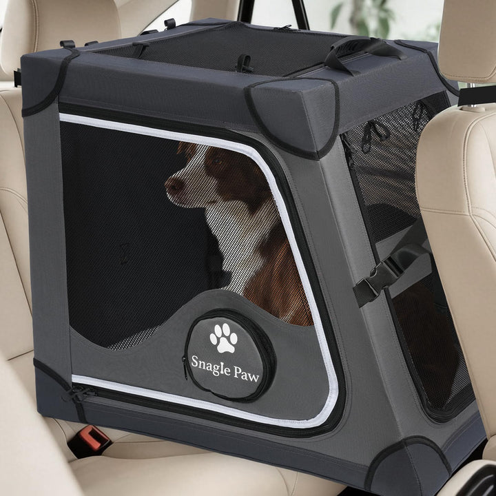 Snagle Paw Faltbare Transportbox,Stabiler Transportbox Hund Rückbank mit Kopfstützen-Gurt, Metallrah