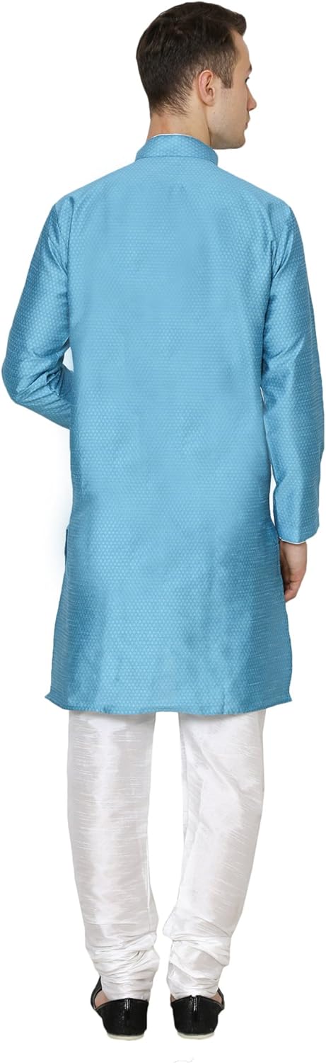 Royal Kurta Men's Silk Blend Self Design Kurta Churidar