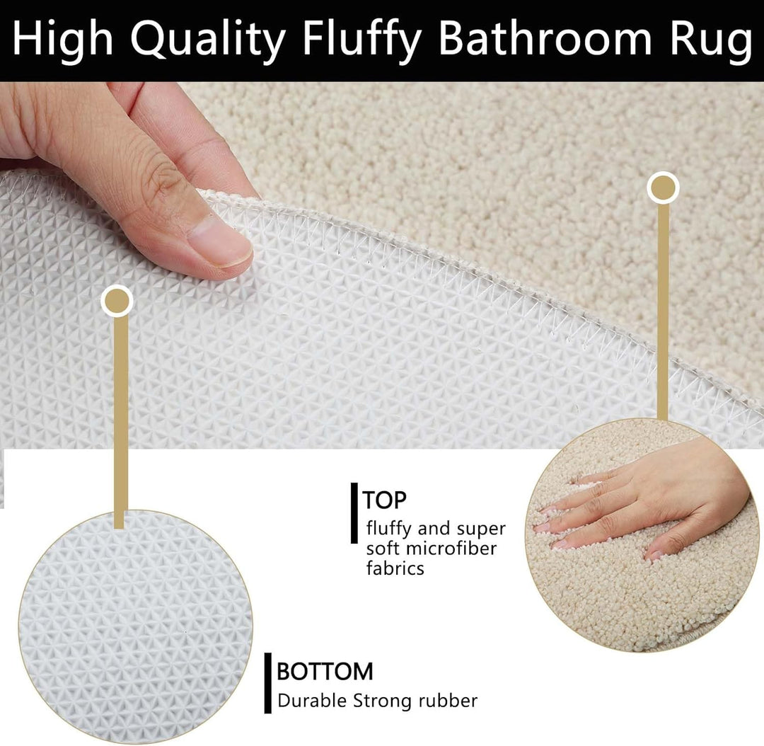 Famibay Badezimmerteppich rutschfest Badematte Waschbar Badteppich Beige 80cm Runde Weiche Badvorleg