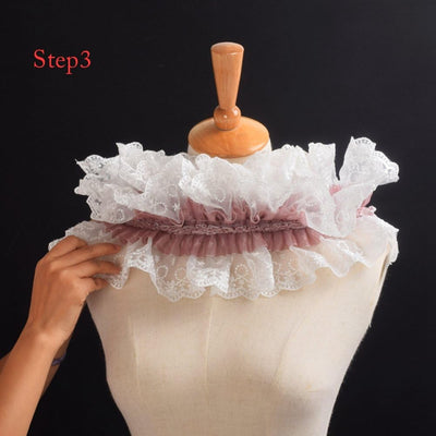 BLESSUME Renaissance Ruffle Kragen Elisabethanisch Rüsche Halsband M Violett / Weiss, M Violett / We
