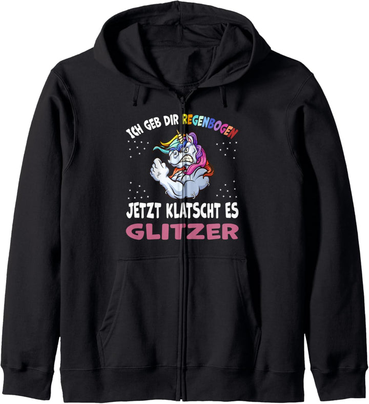 Ich Geb Dir Regenbogen Jetzt Klatscht Es Glitzer Einhorn Kapuzenjacke