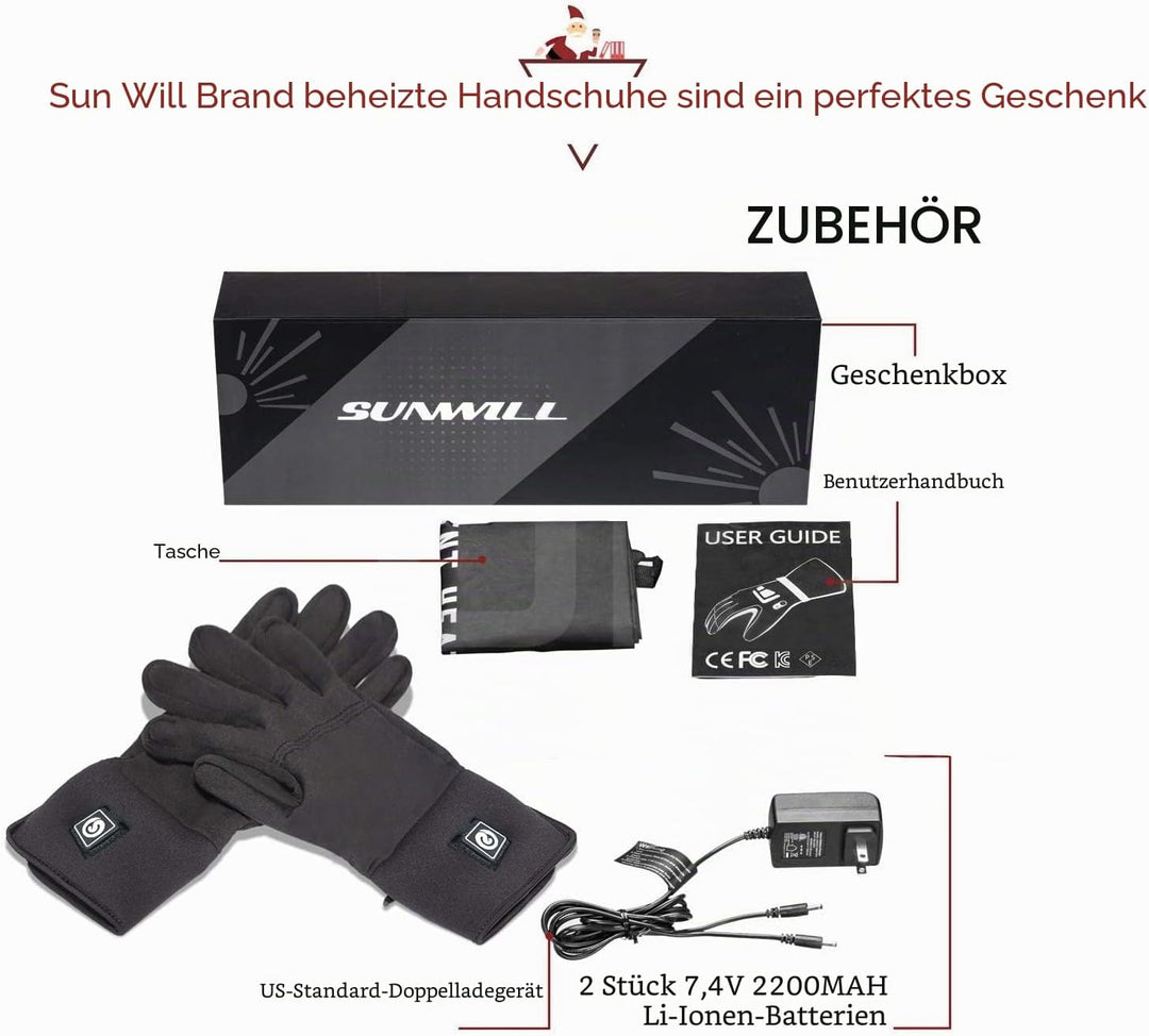 elektrische beheizte Handschuhe für Herren Damen，wiederaufladbar beheizbare Winter Handschuhe für Ou