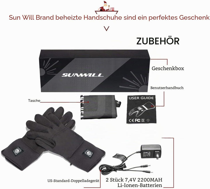 elektrische beheizte Handschuhe für Herren Damen，wiederaufladbar beheizbare Winter Handschuhe für Ou