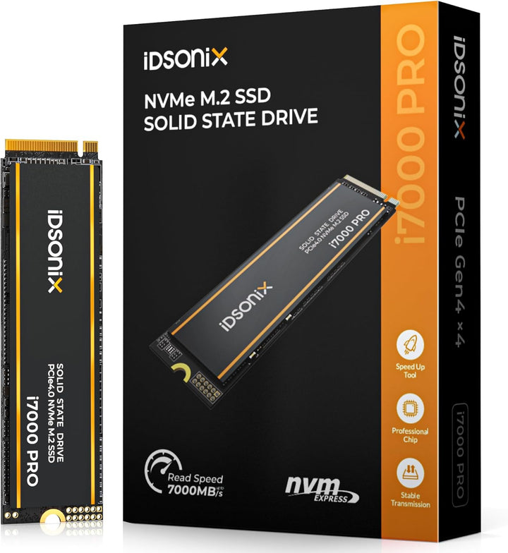 IDSONIX M2 SSD 2TB, NVME SSD M.2 2280 PCIE GEN4X4, Geschwindigkeit von bis zu 7.000 MB/s, interne SS